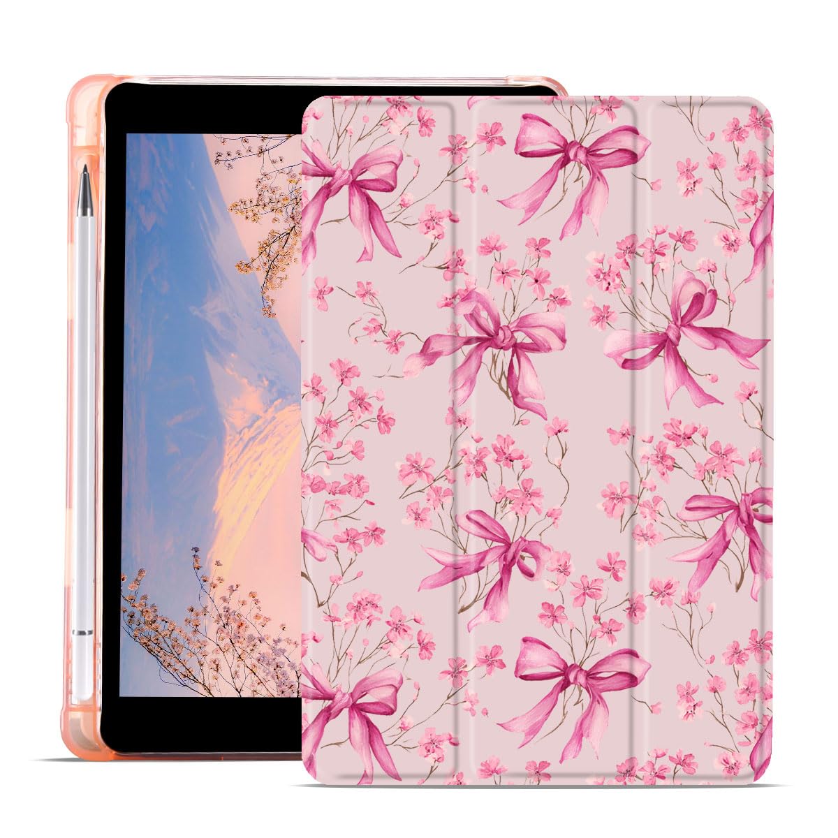 Amazon.co.jp: AdorableWhimsy ピンクフラワーボウケース iPad A16 第
